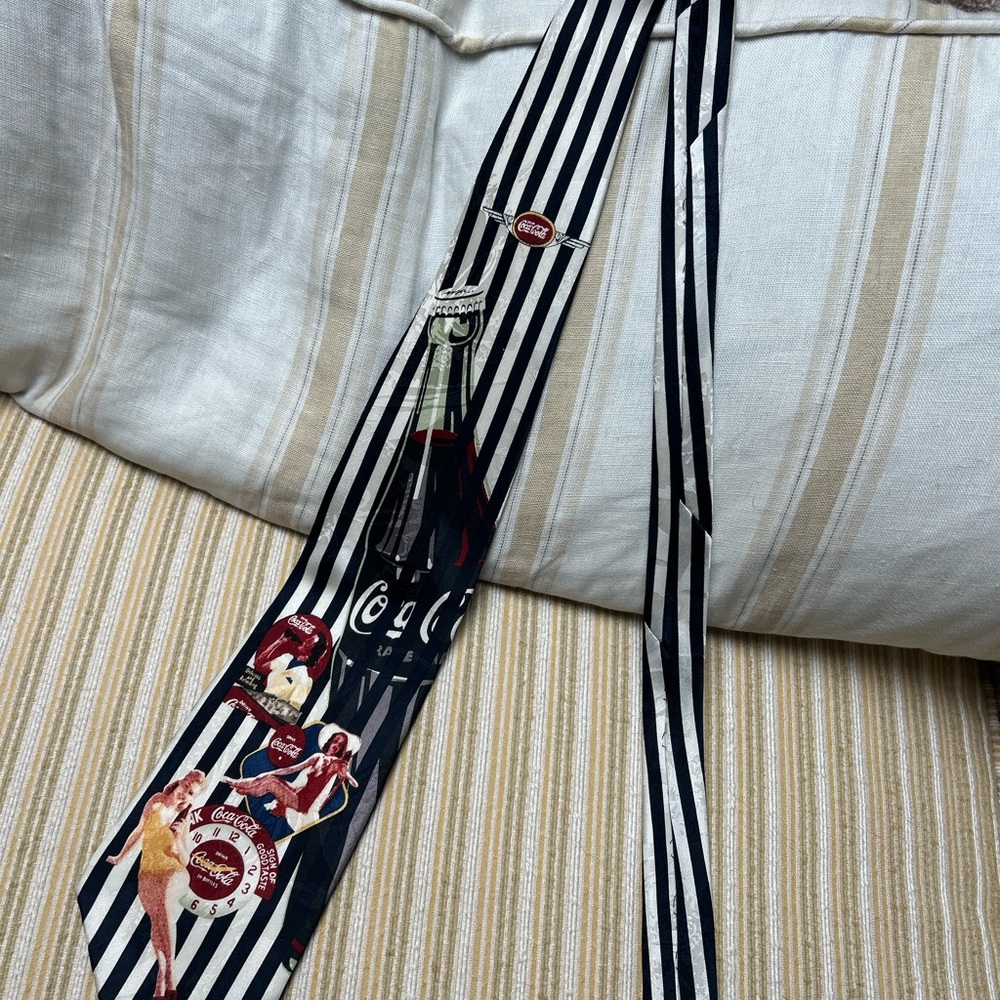 Vintage Coca-Cola Striped Tie 100% Silk